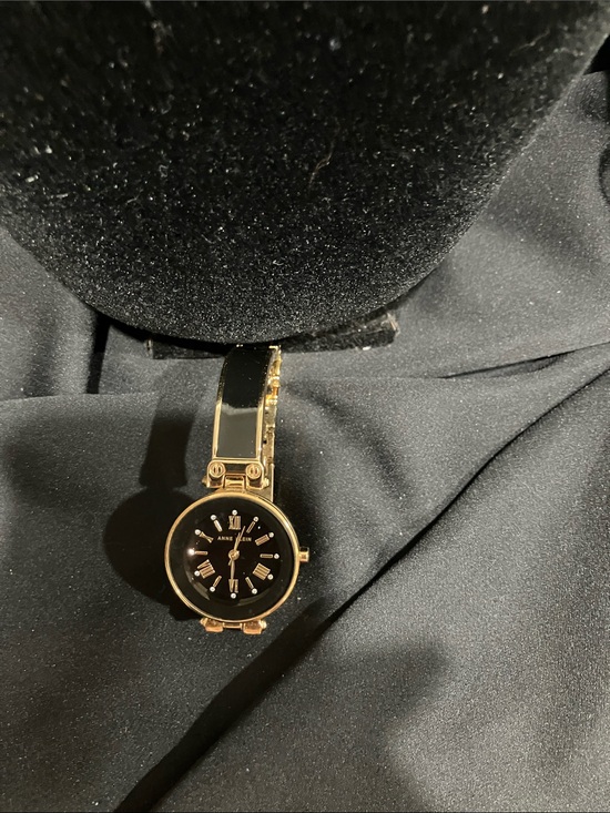 Anne Klein Accessories - Anne Klein Gold Tone Watch with Black Dial and Enamel Bracelet